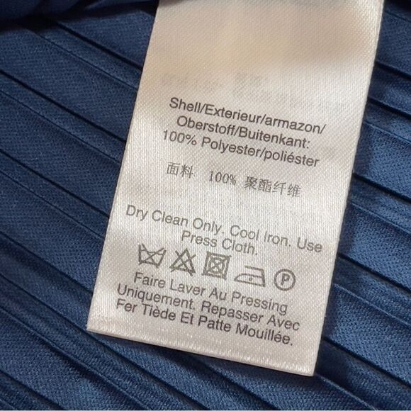 DKNY Deep Sea All Around Pleat Ribbon Back Neck Belted Dress Size 12 NWT - Picture 12 of 12